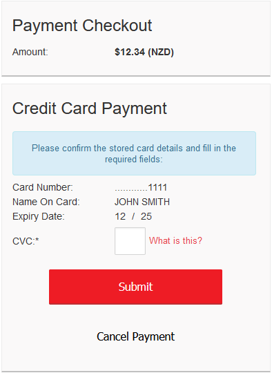 Stored Card HPP Mandatory CVC